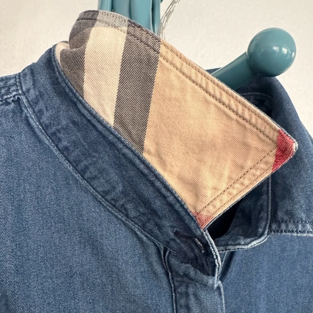 Burberry Brit Denim Chambray Chest Pockets Dress kids girls Large Nova